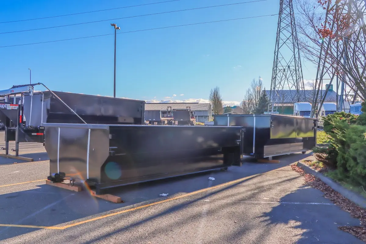 Roll-off dumpster ready for waste disposal at job site for 4 Yard Dumpster Rental in Lancaster
